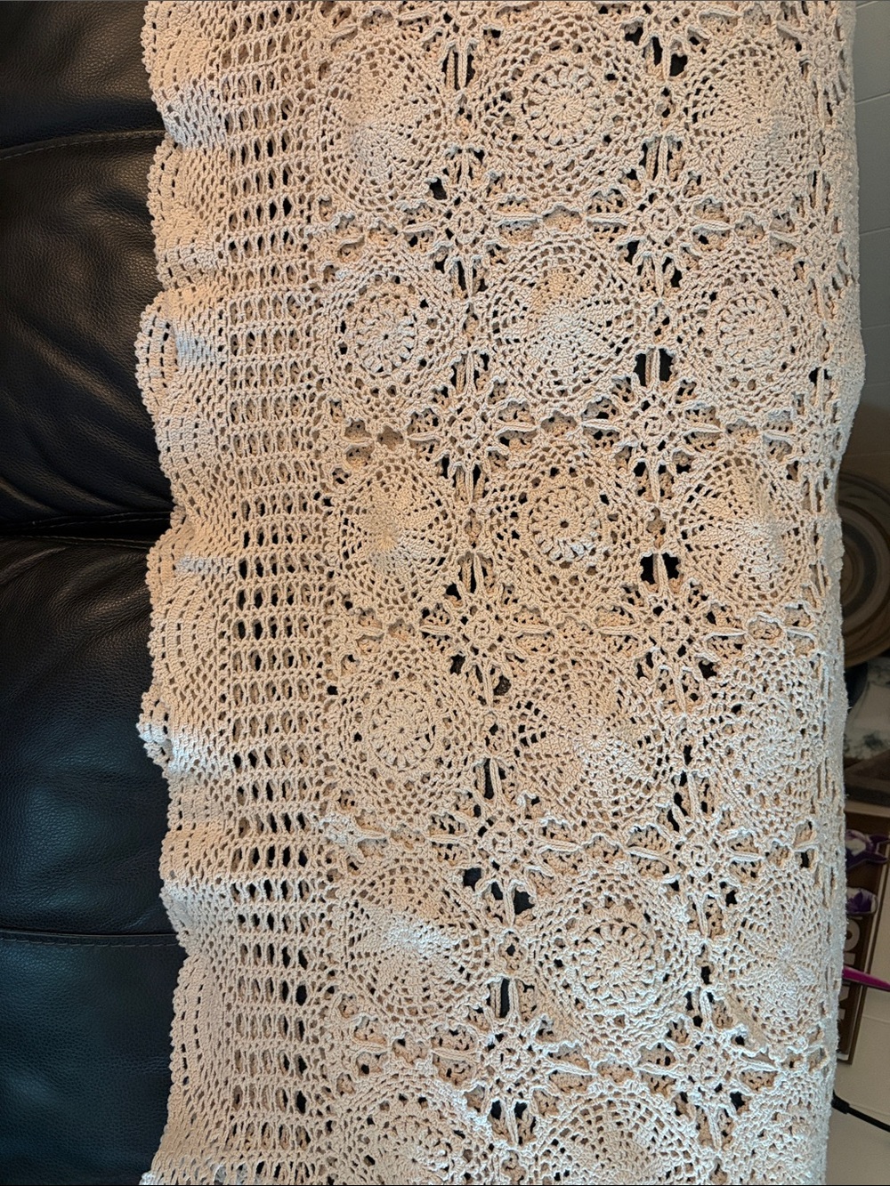 Handmade Crochet Lace Tablecloth - Beige